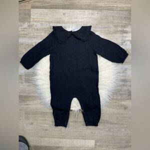 Nordstrom Black Long Sleeve onesie for 12 mo Wednesday Adams dark academia baby